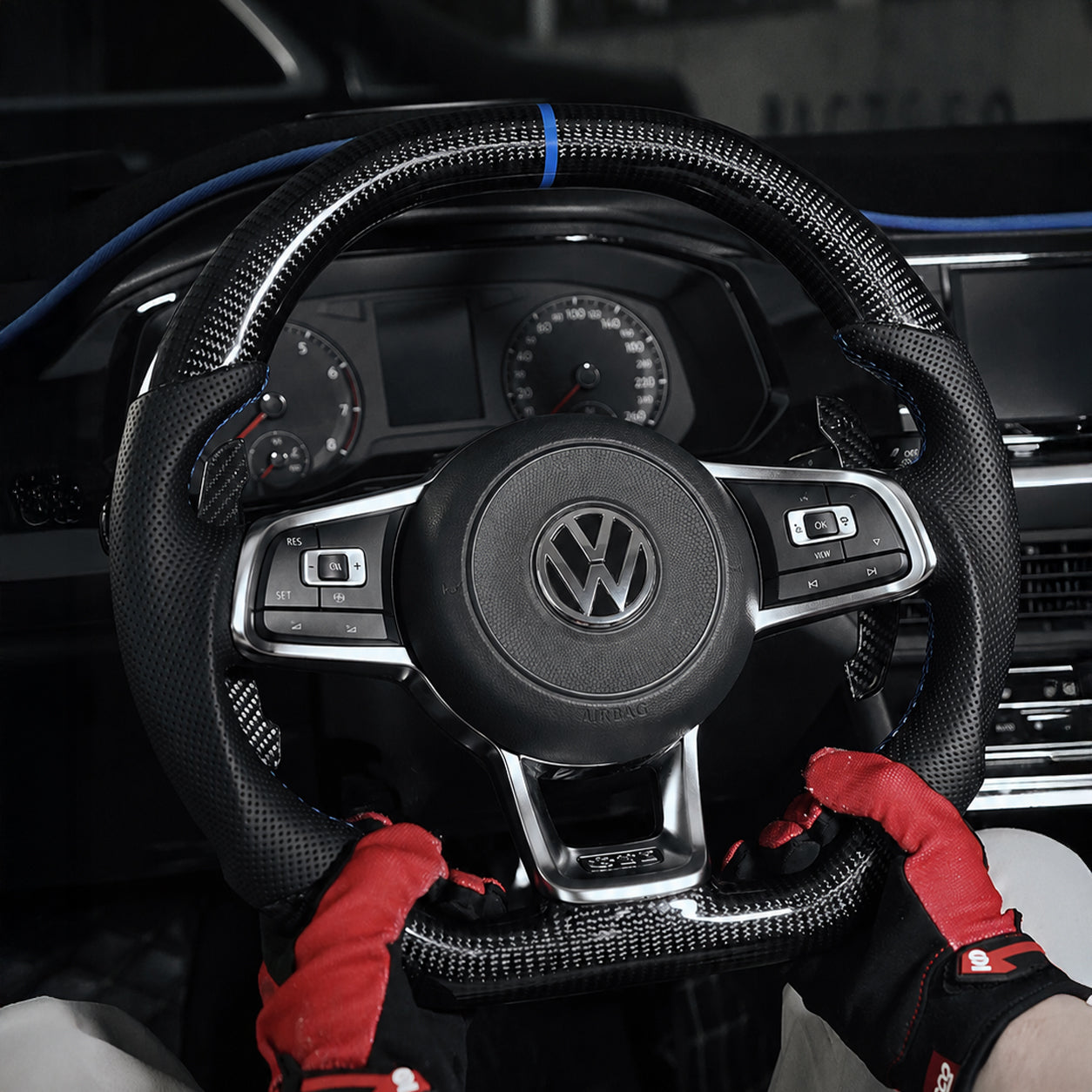 Levas Magnéticas Longas de Carbono - VW GOLF 7